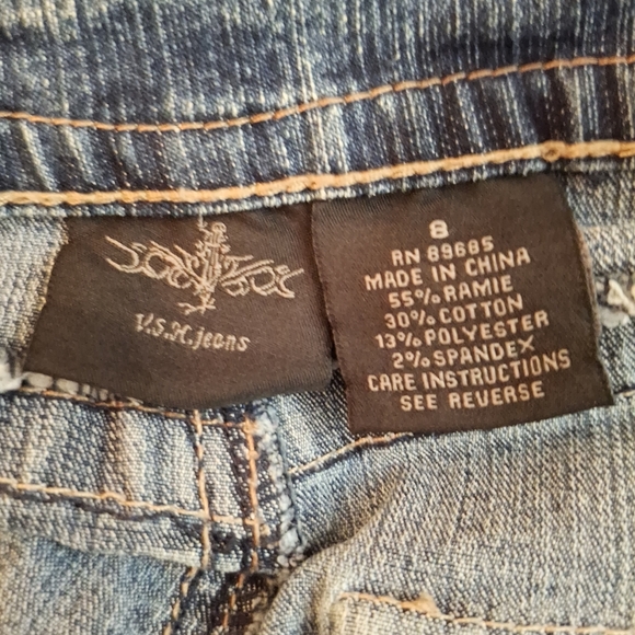 V.S.H. Jeans Women's Denim Blue Embroidered Knee-Length Pencil Skirt - Picture 4 of 9